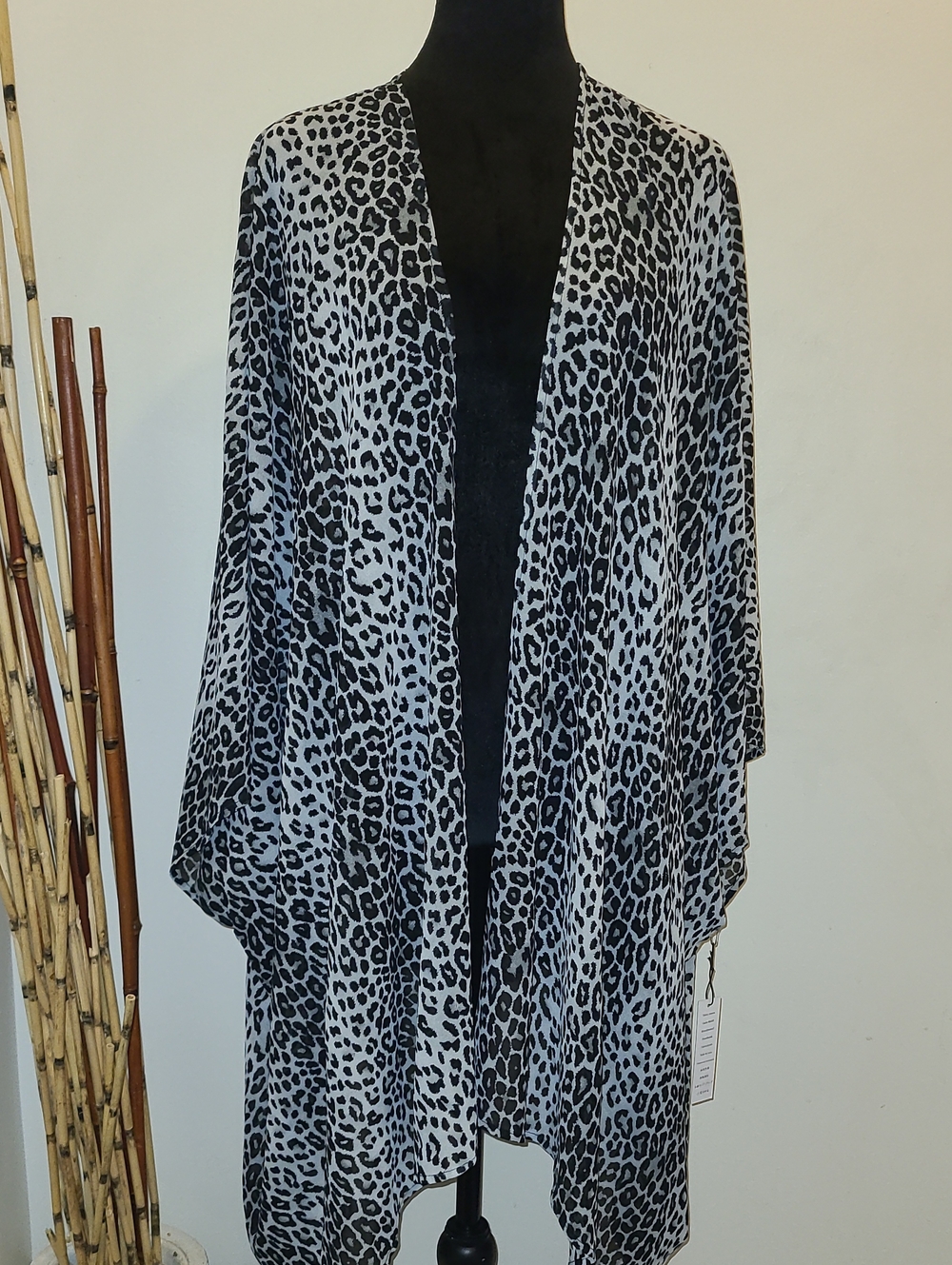 Forever 21 Black and Gray Leopard Print Cardigan/Coverup